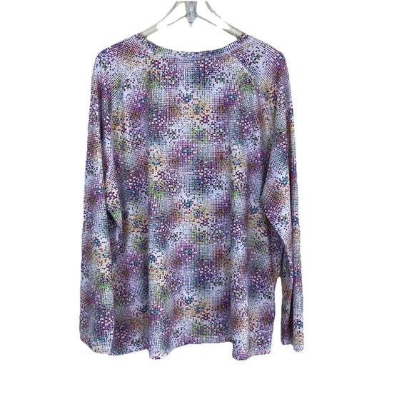 Reel Legends Cool Womens 2X Colorful Geometric Dot Print Long Sleeve Shirt Top - Picture 5 of 7